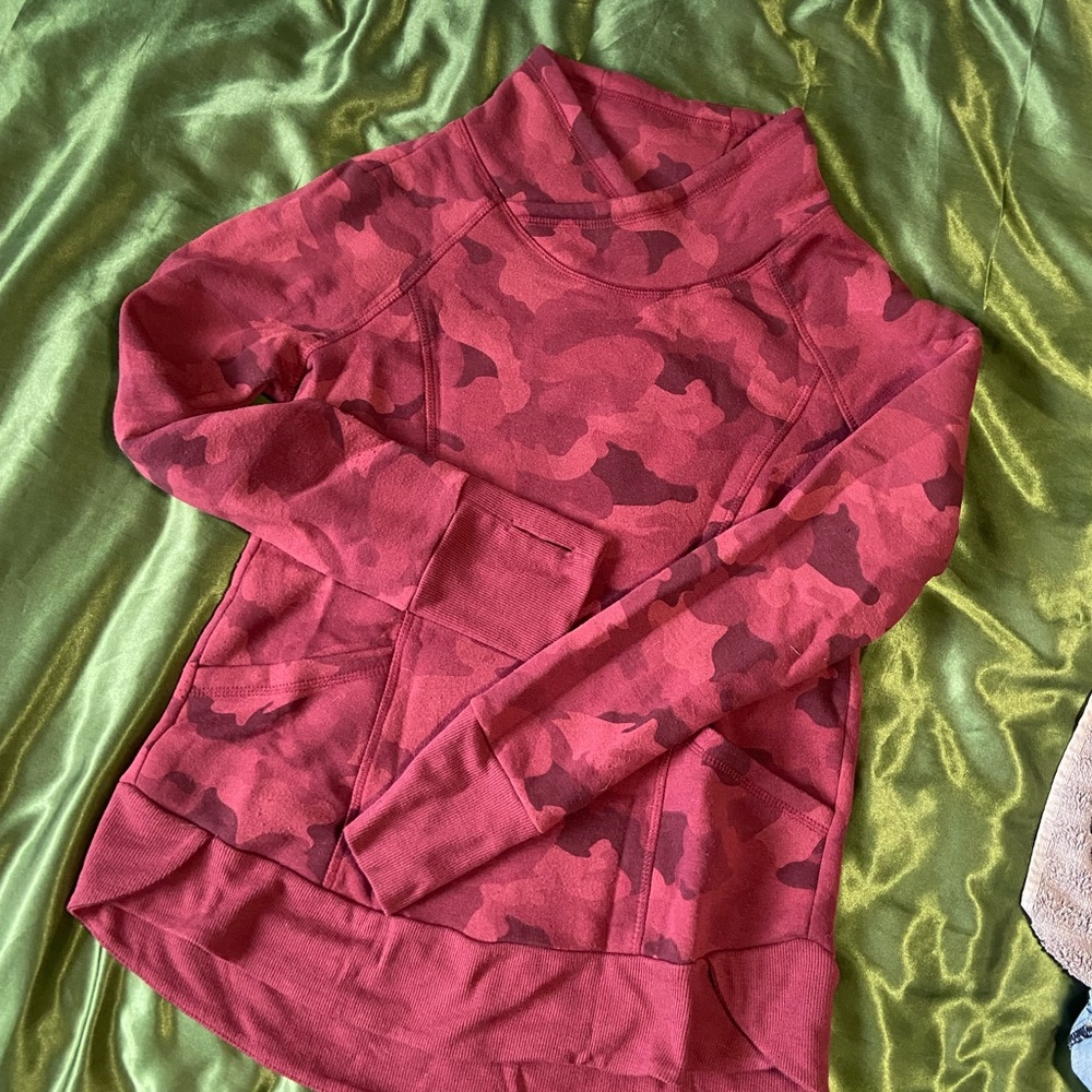 Camo mock neck pullover